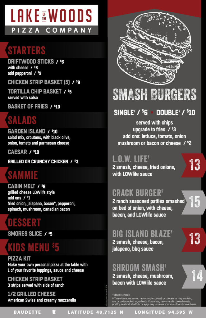 Lake of the Woods Pizza Company, MN Restaurant Bar, Grill & Pub